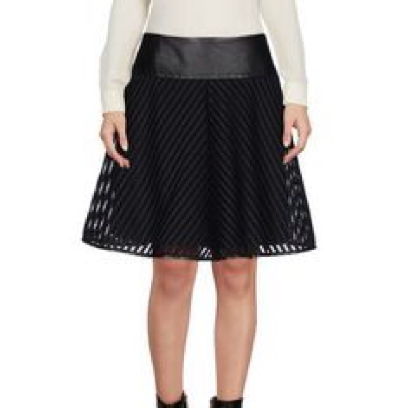 Ralph Lauren Black Label Dresses & Skirts - Ralph Lauren Black Label  A-Line Mesh and Leather Skirt